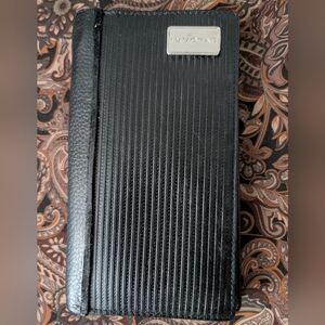 Bulgari Black Leather Wallet with Silver Logo In Good Condition